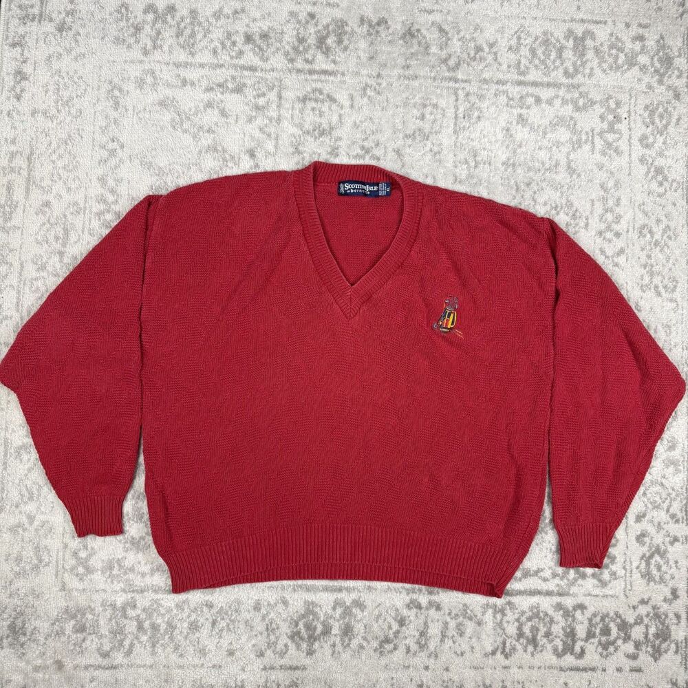 Scottish Isle Heavy Knit Pullover Sweater Solid Red Size XL
